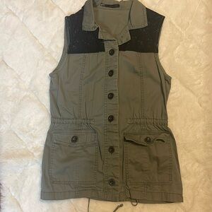 Maurice’s Army Green and Black Lace Vest